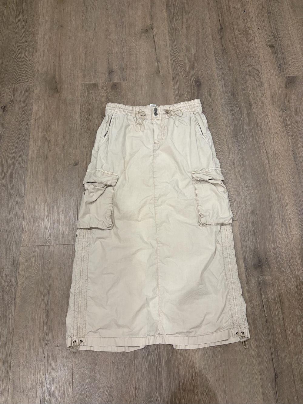 Garage Beige Cargo Maxi Skirt with Utility Pockets